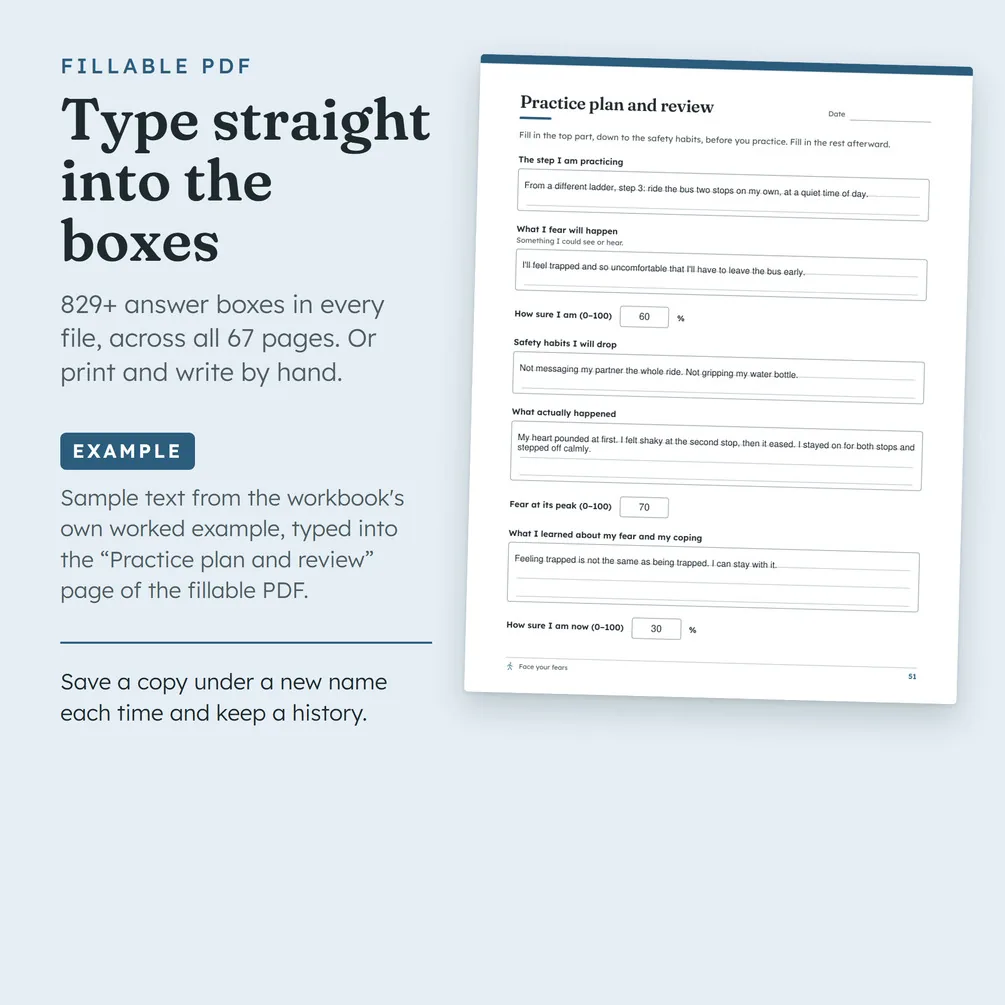 A worksheet from the workbook with sample answers typed into its fillable boxes.