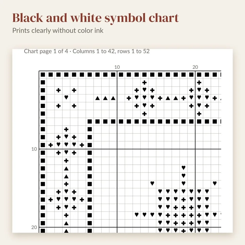 The black and white symbol chart, which prints clearly without color ink.